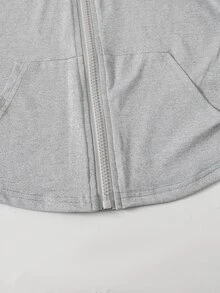SHEIN 青少年女孩連帽長袖灰色花卉夾克，職業日校園穿搭，秋季街頭風/秋季、Y2K、萬聖節、冬季、秋季 - 灰色 - 查看 7