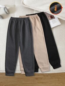 3件組青少年男孩休閒寬鬆慢跑運動長褲，適合日常運動與外出 - 彩色 - 查看 2