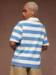 Vixey Women Tops - Blue and White - View 4