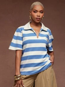 Vixey Women Tops - Blue and White - View 2