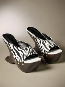 Hauture 女款厚底與楔形涼鞋 - Zebra - 查看 3