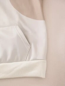 SHEIN 男童秋冬新款兩件套，幾何拼色連帽衛衣，黑白拼接設計，運動休閒保守款慢跑長褲 - 杏色 - 查看 7