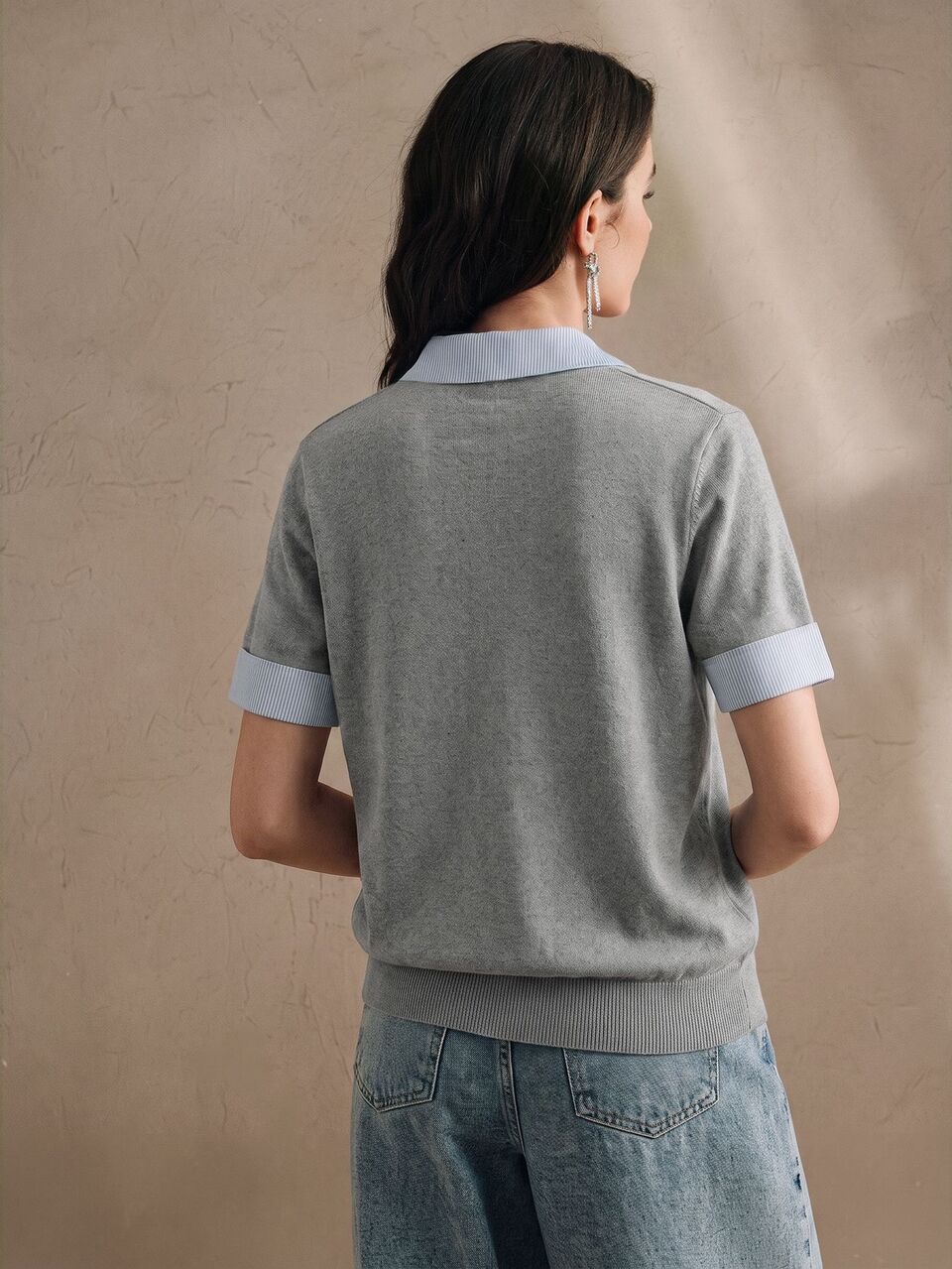 Anewsta Women's Summer Polo Shirt, Collared Knit Top, Versatile T-Shirt For Work, Commute, Dating And Casual Wear