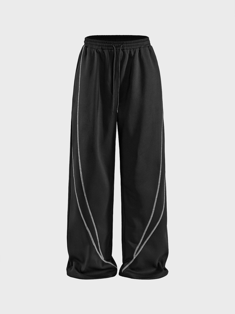 AXEPEAK Men's Contrast Stitching Warm Sweatpants - Black - View 5