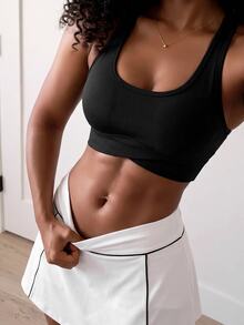 SHEIN Sports Seamless High Elasticity Women's Sports Bra - Black - View 4