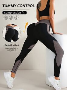 Easithlete Easithlete 女款條紋高腰日常健身運動緊身褲 - 粉色 - 查看 2