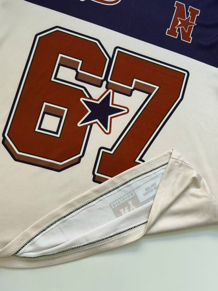 Spring And Summer Tween Girls Casual Fashionable Creative Personalized Refreshing High-End Cute Cool Digit 67 Badge Five-Pointed Star Stripe Beige And Navy Combination Letter Slogan Graphic Print Casual Basic Short T-Shirt, Comfortable Daily Wear, Suitable For Spring, Summer And Autumn Girls Atmosphere Outfit, Tops - Multicolor - View 6