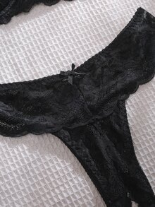 SpicyHot 女士性感蕾絲內衣 - 黑色 - 查看 6