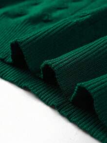 Manfinity Homme Men's Solid Color Plain Textured Cable Knit Casual Long Sleeve Sweater, Sweater For Office, Friends, Fall/Winter - Green - View 4