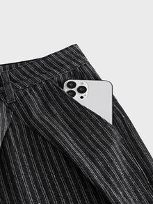 AXEPEAK Men's Washed Loose Casual Rhinestone New Handsome Personalized Pants - Black - View 4