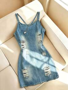 Breezaya Plus Size Women's Letter Print Casual Daily Date Cami Dress - Multicolor - View 3