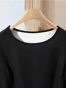 Rusticease Women's Autumn/Winter Casual Loose Fit Round Neck 3/4 Sleeve Shirt With All-Over Geometric Print - Black and Gold - View 6
