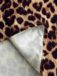 SHEIN Franclia Elegant Leopard Print Asymmetrical Hem Casual Vacation & Commute Women Shirt - Brown - View 1
