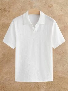 HIMLAND 男士 Polo 衫 3 件組 短袖 Johnny 領紋理 Polo 衫 皺褶夏季上衣 老錢風 素色 V 領 T 恤 - 彩色 - 查看 8