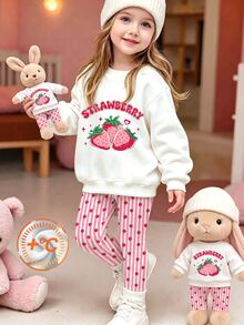 SHEIN 1 Random Item From 3 Girls' Crew Neck Sweatshirt Outfit, Matching Same Series Slim Fit Long Pants, Suitable For Outings, Shopping, Daily Wear - Multicolor - View 1