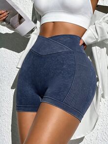 Slayform Slayform Shorts deportivos sin costuras azul marino mate para mujer - Azul Marino - Ver 6