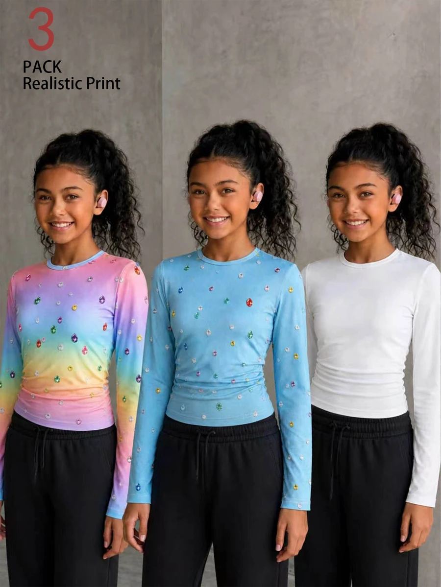 Sparklyn 3 piezas de camisetas para niñas preadolescentes - Multicolor - Ver 1