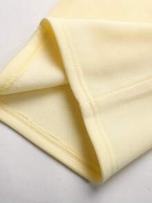 SHEIN Tween女孩秋冬休閒街頭風針織奶油色多巴胺淡黃色保暖內裡字母印花連帽口袋衛衣與運動褲兩件套，適合返校與日常穿著 - 黃色 - 查看 10