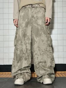 ROMWE MEN Casual 男士休閒百搭日常旅行工裝牛仔褲，附口袋與鈕扣設計 - 彩色 - 查看 4