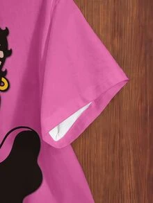 Betty Boop x SHEIN 女款卡通印花休閒日常短袖T恤 - 白色 - 查看 3