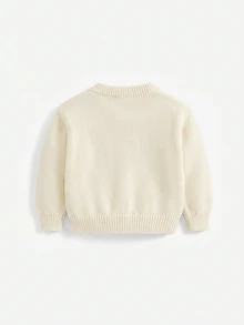 SHEIN 女嬰秋冬休閒鹿圖案毛衣 - 白色 - 查看 5