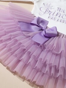 SHEIN 新生女婴摄影道具，女宝宝回家服，1个月女宝宝连体衣道具，含蓬蓬裙和蝴蝶结发带，新生儿礼物 - 彩色 - 查看 8