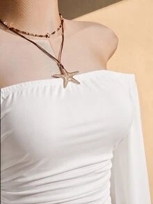 SHEIN ICON 大尺碼女款純色抹胸褶皺修身百搭休閒日常外出抹胸上衣 - 白色 - 查看 7
