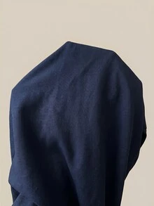 SHEIN PETITE 女款海軍藍竹纖維長褲 扣飾優雅教師制服風 休閒百搭 寬鬆直筒褲 感恩節萬聖節上班早午餐穿搭 - 藏蓝色 - 查看 8