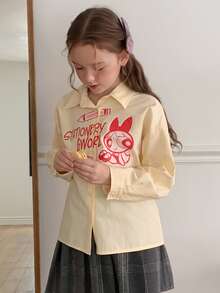 THE POWERPUFF GIRLS X DAZY Tween Girls Blouses Fall - Yellow - View 3