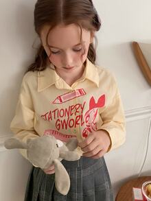 THE POWERPUFF GIRLS X DAZY Tween Girls Blouses Fall - Yellow - View 2