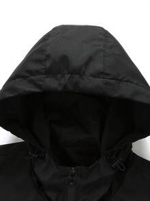 Manfinity Homme 男士户外风衣夹克，多口袋运动休闲保暖内衬外出连帽黑色长袖连帽夹克，适合朋友、丈夫、男朋友的礼物，适合秋冬 - 黑色 - 查看 8