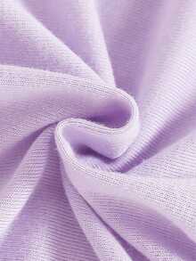 SHEIN Young Girl Basic Short Sleeve T-Shirt With Slogan Print, Summer - Mauve Purple - View 6