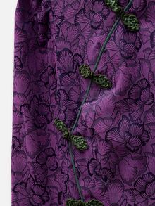 Nöista Setelan Motif Bunga Warna Ungu yang Serasi, Terdiri dari Atasan Peplum dengan Manset Berkerut dan Celana Panjang yang Senada. Busana Elegan untuk Tamu Pernikahan, Sempurna untuk Acara... - Purple - View 14
