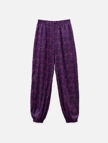 Nöista Setelan Motif Bunga Warna Ungu yang Serasi, Terdiri dari Atasan Peplum dengan Manset Berkerut dan Celana Panjang yang Senada. Busana Elegan untuk Tamu Pernikahan, Sempurna untuk Acara... - Purple - View 11