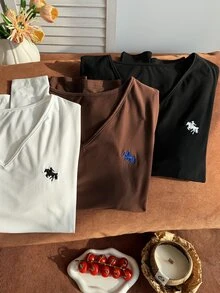 Comfortcana 大尺碼女款 Old Money 風格秋冬春休閒百搭針織 T 恤 Y2K 長袖上衣多件套裝 - 彩色 - 查看 6