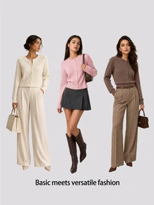 SHEIN BASICS 花卉圖案落肩開襟衫 - 黑色 - 查看 8