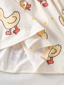 Souflis Souflis 2件裝夏季女嬰洋裝，黃色荷葉袖小鴨印花設計洋裝 - 黃色 - 查看 5