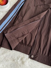 Comfortcana Women's Plus Size Autumn Casual Sport Smart Casual Colorblock Striped Jacket Fall Teacher Formal Brown - Brown - View 9