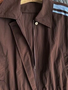 Comfortcana Women's Plus Size Autumn Casual Sport Smart Casual Colorblock Striped Jacket Fall Teacher Formal Brown - Brown - View 7