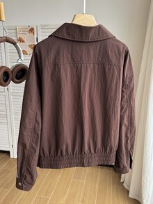 Comfortcana Women's Plus Size Autumn Casual Sport Smart Casual Colorblock Striped Jacket Fall Teacher Formal Brown - Brown - View 2