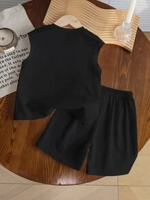 [3 Sets Randomly Sent 1 Set] Little Boy Round Neck Tank Top And Shorts 2-Piece Set, Toddler Boy Cycling Racing Print Casual Minimalist Beach Outing Party Travel Versatile Vacation Street Style, Suitable For Outdoor Sports Daily Wear, Spring Summer Autumn - White - View 7