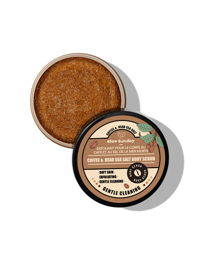 SlowSunday Coffee & Dead Sea Salt Body Scrub, For Silky Smooth Skin Body Scrub, Exfoliates & Restores Skin's Natural Nutrients 100g, Suitable For Summer & Autumn, Halloween