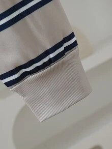 SHEIN 青少年女孩秋冬休閒拼色條紋運動衫 - 灰色 - 查看 6