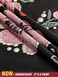 Rovax 熱銷女款休閒針織連身衣/印花設計－仿刺繡珍珠圖案/黑色性感修身連身衣 - 彩色 - 查看 6