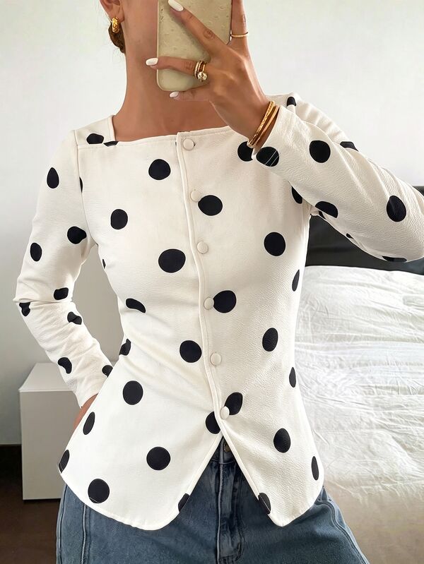Siren Gaze Women's New Autumn/Winter Polka Dot Long Sleeve T-Shirt