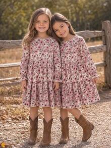 Emery Rose Kids Emery Rose Kids 女童小女孩花卉可愛洋裝，春夏秋冬度假風女童洋裝 - 粉色 - 查看 3
