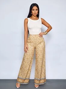 SOLERSUN Women's Floral Print Wide-Leg Trousers For Spring And Summer, Stylish And Versatile For Parties. - Multicolor - View 5