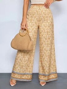SOLERSUN Women's Floral Print Wide-Leg Trousers For Spring And Summer, Stylish And Versatile For Parties. - Multicolor - View 4