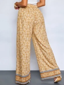 SOLERSUN Women's Floral Print Wide-Leg Trousers For Spring And Summer, Stylish And Versatile For Parties. - Multicolor - View 2