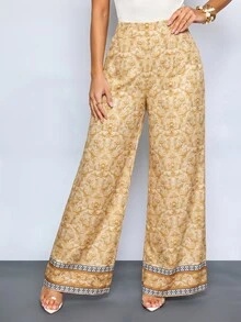 SOLERSUN Women's Floral Print Wide-Leg Trousers For Spring And Summer, Stylish And Versatile For Parties. - Multicolor - View 6
